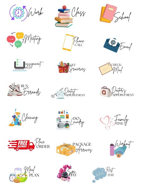 Daily Icon Everyday Basic Digital Planner Stickers Daily Word Digital Stickers Pre-cropped Goodnotes PNG Digital Stickers - Etsy blackmonthlyplanner #digitalplannerfreebies #projectplanner📈 Daily Planner Stickers, Stickers For Planner, Word Stickers, Sticker Note, Planner Writing, Bullet Journal Quotes, Planner Icons, Stationery Essentials, Digital Planner Stickers