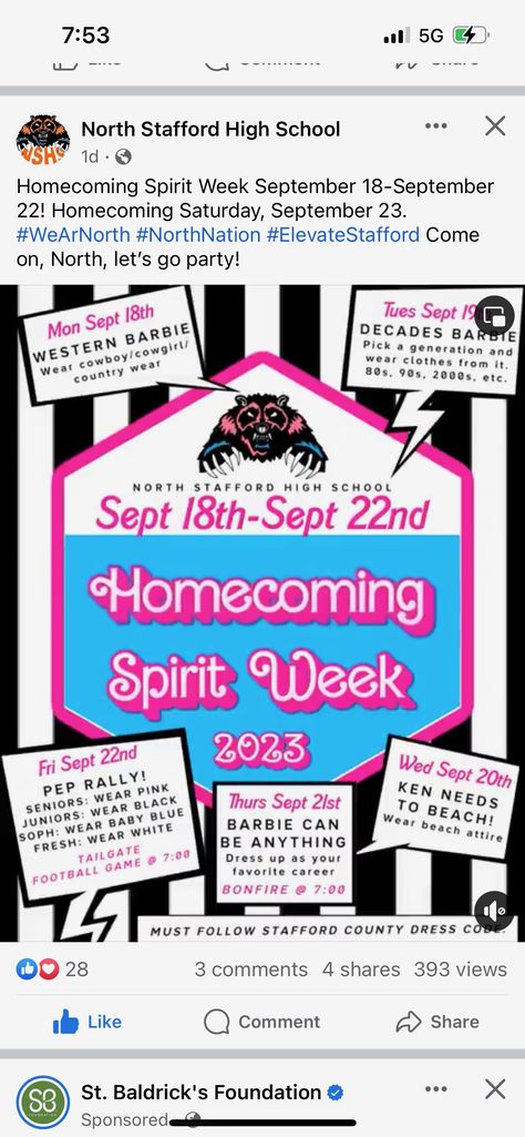 Barbie Pep Rally, Homecoming Week Themes, Barbie Spirit Week, Student Council Campaign, Homecoming Themes, Homecoming Spirit Week, Homecoming Spirit, Lab Week, Homecoming Week