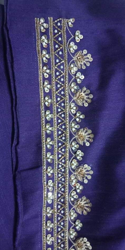 Aari Work Dupatta, Neck Border Embroidery Designs, V Neck Embroidery Designs Handwork, Khatali Work Blouse Designs New, Khatli Work Blouse Design New 2024, Aari Borders Design, Aari Work Saree Border Designs, Border Aari Work Designs, Aari Work Border Designs