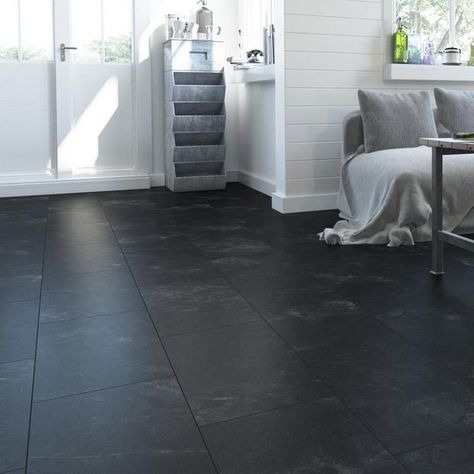 Black Porcelain Tile Floor Tilebar, Dark Tile Bathroom Floor Lowe's, Black Brick Bathroom Floor, Black Laminate Flooring Lowe's, Black Cabinet Flooring, Black Tiles Flooring, Black Cabinet Light Floor, Use Flooring For Countertop, Black Brick Entryway Floor