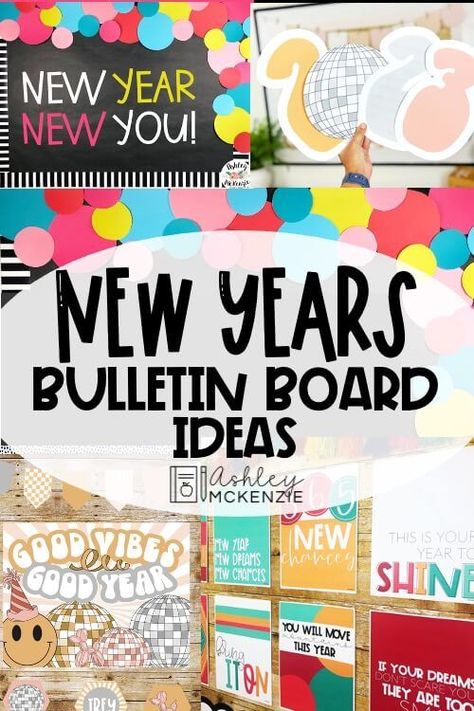 Fresh and Easy New Year Bulletin Board Ideas to Make Your Classroom Sparkle New Year Math Bulletin Boards, English Class Bulletin Board Ideas, Soaring Into A New Year Bulletin Board, New Year New Me Bulletin Board, New Year Bulliten Boards, New Year’s Resolution Bulletin Board, School Age Bulletin Boards Ideas, New Year’s Resolution Bulletin Board Ideas, January Bulletin Board Ideas Middle School