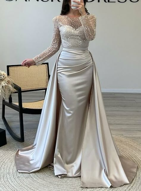 Ruched Satin Dress, Mother Of The Bride Plus Size, Bride Plus Size, Dress With Pearls, Fall Wedding Guest, Satin Dress Long, Mermaid Sequin, Fall Wedding Guest Dress, Dress Long Sleeves