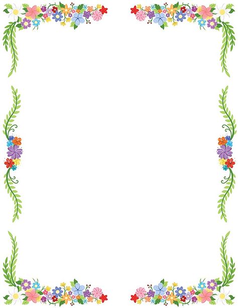 Printable Summer Floral Page Border Cute Borders Designs Free Printable, Free Printable Borders For Paper, Printable Borders For Paper, Floral Page Borders, Free Borders And Frames, Free School Borders, Page Borders Free, Border Transparent, Birthday Wishes With Photo