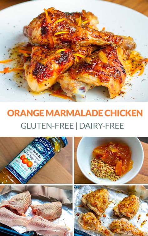 Sticky Orange Marmalade Chicken (Gluten-free, Paleo, Adapted from Nigel Slater's) #chicken #chickenrecipes #glutenfree #marmalade #sticky #orangemarmalade #orangechicken #sticychicken #chickendinner Marmalade Chicken Recipe, Orange Marmalade Chicken, Marmalade Chicken, Marmalade Jam, Fit For Life, Orange Baking, Marmalade Recipe, Sticky Chicken, Nigel Slater