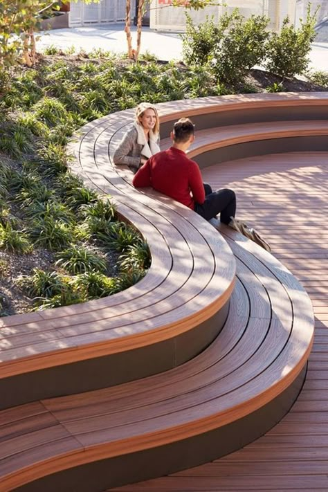 40 Unboring Park Bench Designs Which are Extraordinary - Bored Art Park Bench Design, Landscape And Urbanism Architecture, Curved Bench, Urban Landscape Design, Public Space Design, Plans Architecture, Park Design, Modern Landscape Design, Landscape And Urbanism