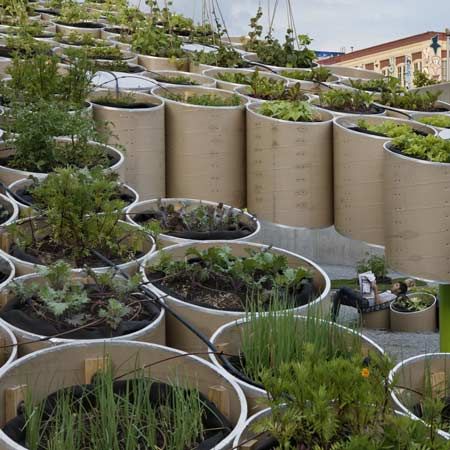 Dezeen’s top ten: cardboard projects | Dezeen Garden Nails, Urban Garden Design, Architecture Company, Urban Farm, Landscape Elements, Farm Design, Formal Gardens, Landscape Plans, Rooftop Garden