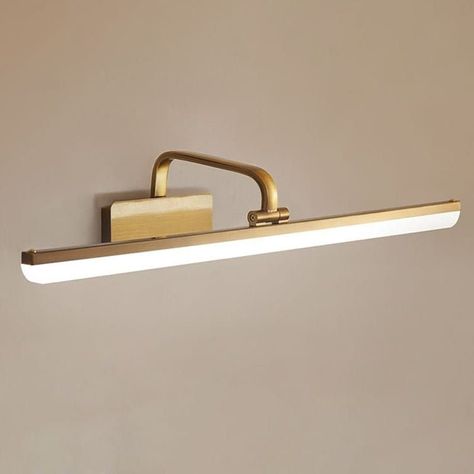 Bathroom Light Bar, Board Architecture, Brushed Brass Bathroom, Brass Picture Light, Minimalist Vanity, Vanity Lights Bathroom, Vanity Light Bar, Light Fixtures Bathroom Vanity, Led Vanity Lights