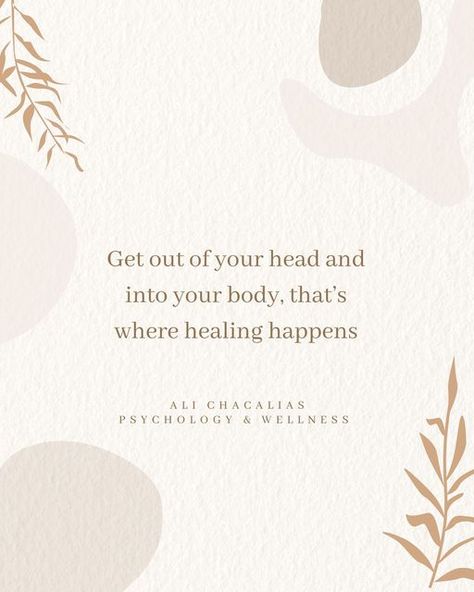 Ali Chacalias Psychology & Wellness on Instagram: "Healing happens in our bodies. Trauma, stress, emotions…they are all stored in your body which means that intentional connection, movement, and processing must involve your body. Somatic therapy is all about using the wisdom and strength of our bodies to create wellness and healing. Don’t get me wrong, there is still value in cognitively processing, but when integrated with using the wisdom of our body, healing truly transforms. Here’s your Somatic Quotes, Somatic Movement, Manifestation Mindset, Somatic Experiencing, Somatic Healing, Somatic Therapy, Media Aesthetic, 2025 Goals, Body Connection