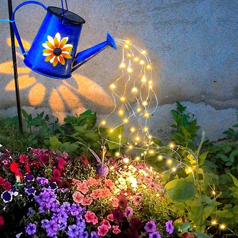 Solar Powered Waterfall Lights 1 Pack 60 LED(Includes Shepherd Hook) for Garden,Yard, Path, Christmas Holiday Decoration Solar Powered Fairy Lights, Yard Path, Small Solar Panels, Waterfall Lights, Solar Flower, White String Lights, Solar Deck Lights, Outdoor Garden Lighting, Led Christmas Tree