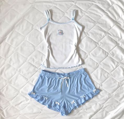 Cute Pjs, Pajama Fashion, Cute Sleepwear, Cute Pajama Sets, Stylish Summer Outfits, Girls Sleepwear, Blue Tone, Cute Pajamas, Easy Trendy Outfits