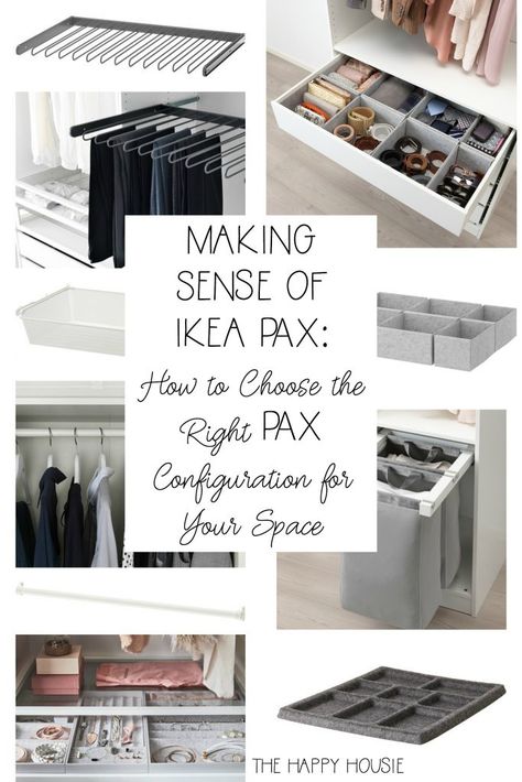 Ikea Pax Closet Accessories, Ikea Pax Interior Organizers, Best Ikea Pax Layout, Ikea Wardrobe Organizer, Ikea Closet Inspiration, Pax Wardrobe Layout Ideas, Ikea Pax Configuration, Ikea Pax Accessories, Pax Wardrobe Organization Ideas