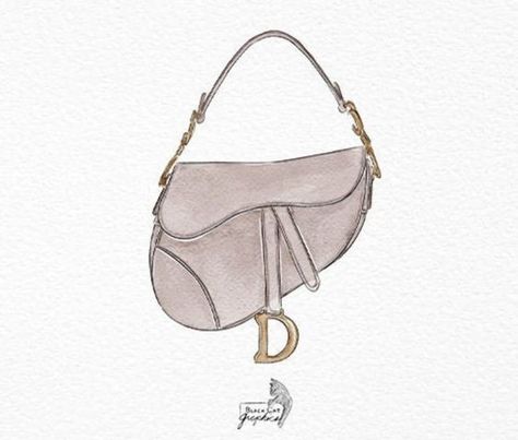 watercolor designer bag illustration Dior Saddle bag digital clipart Handbags Sketches, Lv Handbags Monogram, Sketch Model, Watercolor Branding, Bag Illustration, Fashion Drawing Tutorial, Fashion Drawings, Fashion Clipart, Drawing Bag