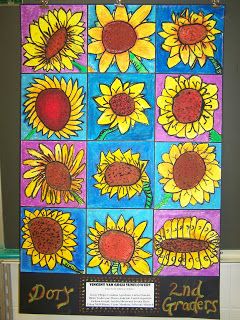 WHAT'S HAPPENING IN THE ART ROOM??: 2nd GRADE--Van Gogh Sunflowers Square One Art, Art 2nd Grade, Square 1 Art, Classe D'art, 2nd Grade Art, 3rd Grade Art, Van Gogh Sunflowers, Classroom Art Projects, Elementary Art Projects