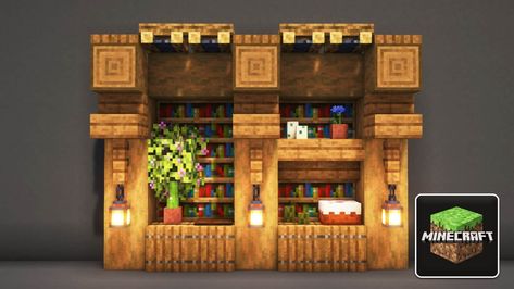 5 Great Minecraft Bookshelf Design Ideas 🔥 Besides contributing levels to the enchanting table, bookshelves in Minecraft are great for decoration. You could always have a lovely reading room full of bookshelves or a tiny bookshelf with a nice view through the glass window. Let’s see the 5 inspiring Minecraft bookshelf design ideas in this article. Recommended Read: Fireplace Design Ideas for Minecraft Builds In Minecraft, you can craft bookshelf blocks with 6 Planks and 3 Books. Here we’ll cove Minecraft Interior Design Bookshelf, Mc House Interior Ideas, Minecraft Building Ideas House Interior, Minecraft Workstation Design, Inside House Design Minecraft, Minecraft House Inspo Interior, Minecraft Cartographer House Interior, Interior House Design Minecraft, Mini Library Minecraft