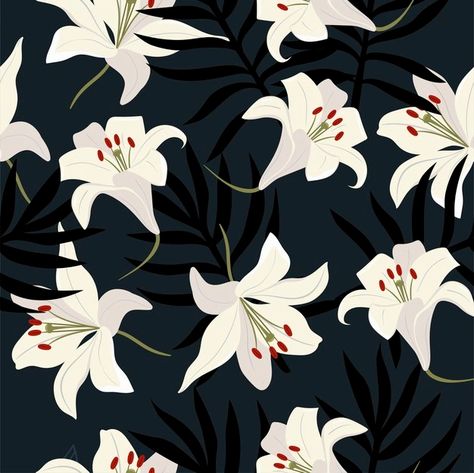 Art Designs Drawing, Black Lilies, Floral Print Background, Wallpapers For Computer, Flower Seamless Pattern, Cake Floral, Flower Background Design, Artsy Background, Graphic Shirt Design