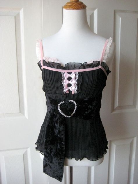 La Parfait pleated chiffon babydoll top *q* 일본 패션, Gyaru Fashion, Kawaii Clothes, 2000s Fashion, Dream Clothes, Japanese Fashion, Cute Tops, Cute Fashion, A Black