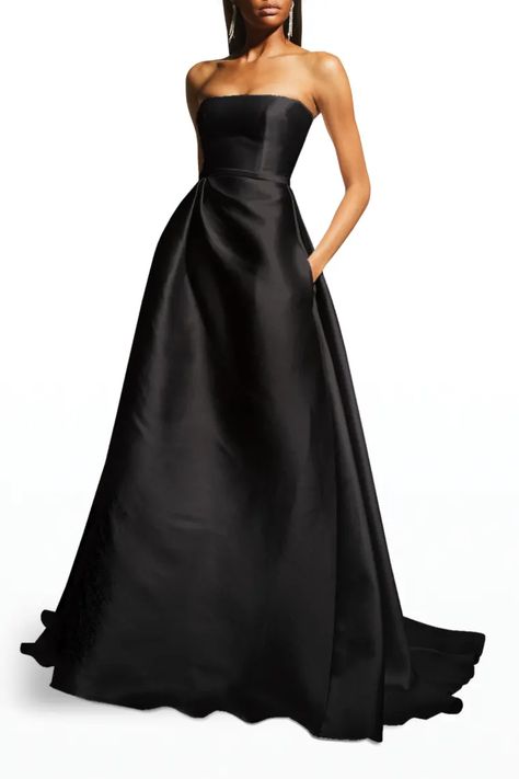 Masquerade Ball Gowns Black, Black Taffeta Dress, Alex Perry Dress, Ball Gowns Vintage, Black Strapless Gown, Prom Dresses Long Black, Masquerade Ball Gowns, Black Gowns, Masquerade Ball Gown