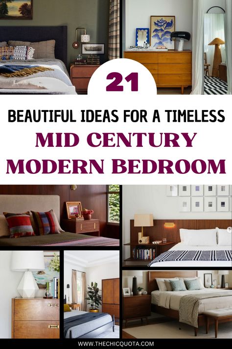 Mid Century Modern Bedroom: How to Revisit a Classic (21 Tips) - The Chic Quota Modern Bedroom Men, Modern Mid Century Decor, Mid Century Modern Bedroom Design, Mid Century Modern Bedroom Decor, Mid Century Bedroom, Natural Bedroom, Bedroom Design Inspiration, Mid Century Modern Bedroom, Bedroom Renovation