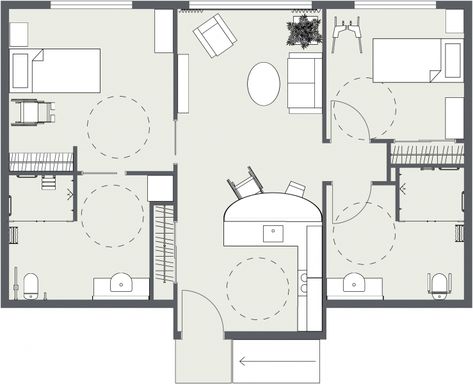 RoomSketcher Blog | How to Make Your Home Wheelchair Accessible – Design Ideas With Pictures Wheelchair Accessible Interior Design, Disabled House Design, Accessible Furniture Design, Handicapped Bedroom Ideas, Wheel Chair Accessible Home Floor Plans, Accessible Architecture Design, Wheelchair Accessible Architecture, Disabled House Plan, Accessible Bedroom Design