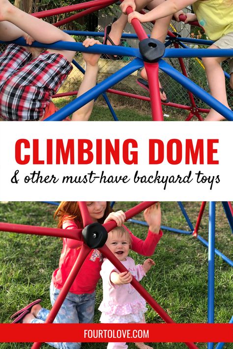 Toddler Outside Toys, Backyard Playground Ideas, Toys For Kids Diy, Diy Outdoor Toys, Backyard Playground Landscaping, Activities For Kids Outdoor, Climbing Dome, Kids Gratitude Journal, Kids Outdoor Toys