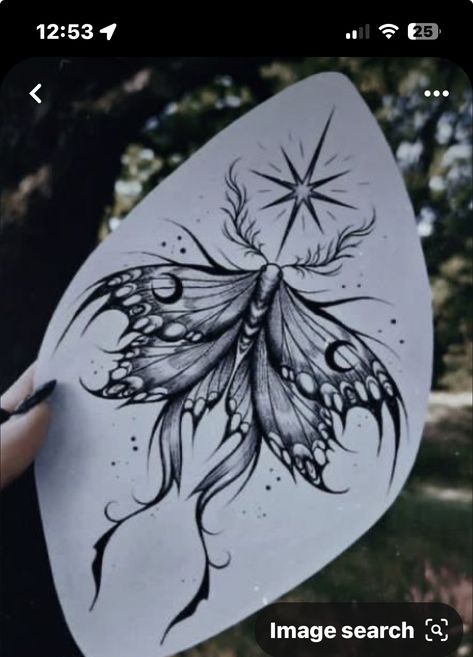 Bold Moth Tattoo, Coloured Moth Tattoo, Creepy Moth Tattoo, Moth Belly Tattoo, Moth And Moon Tattoo Design, Deathhawk Moth Tattoo, Witch Vibe Tattoo, Moth Tattoo Chest Woman, Moth On Knee Tattoo