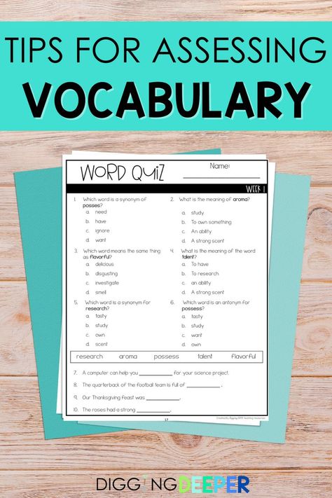 Vocabulary Assessment, Vocabulary Meaning, Vocabulary Strategies, Shades Of Meaning, Assessment Strategies, Vocabulary Instruction, Formative Assessment, Classroom Inspiration, Fourth Grade