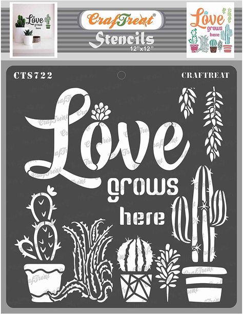 Amazon.com: CrafTreat Cactus Stencils for Painting on Wood Reusable - Cactus Stencil - Size:12"X12" Inches - Southwest Stencils for Canvas Painting for Adults - Cactus Stencils Large Southwest Stencils, Cactus Stencil, Painting For Adults, Laser Cut Stencils, Tile Furniture, Painting Stencils, Stencils For Painting, Reusable Stencils, Learn Crafts