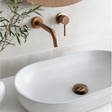 Abi Bathrooms, Abi Interiors, Copper Taps, Copper Accessories, Copper Bathroom, Bathroom Tapware, Brushed Copper, Shower Rail, Laundry Sink