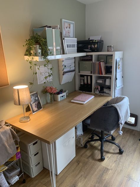 Desk Next To Closet, Desk Setup With Bookshelf, Desk Placement In Bedroom, Small Bedroom Desk Setup, Ikea Lagkapten Desk, Study Room Minimalist, Working Space In Bedroom, Bedrooms With Desks, Study Space Ideas In Bedroom