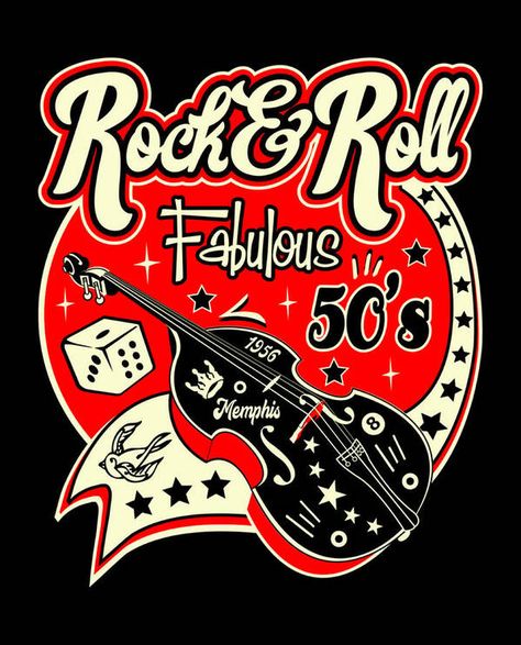 Music Graphics, 1950s Rock And Roll, Hoco 2024, 50s Music, Rock Aesthetic, Retro Party, Rock'n Roll, Favorite Products, Rolling Stones