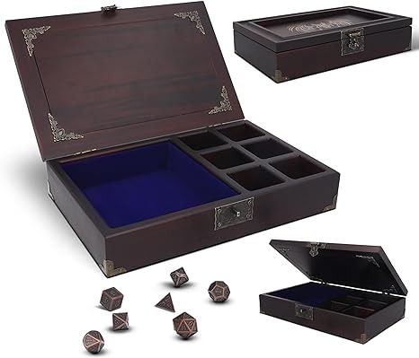 Amazon.com: HORNATE DND dice tray 2 in 1 - dnd dice sets metal with a wooden box - dice tray for rolling & storage organizer | Dice rolling tray for RPG Table Games - dice box for Dungeons & Dragons Players : Toys & Games Dnd Notebook, Dnd Dice Tray, Rpg Table, Dungeons And Dragons Accessories, Dnd Dice Set, Dungeons And Dragons Game, Dice Box, Rolling Storage, Dice Tray