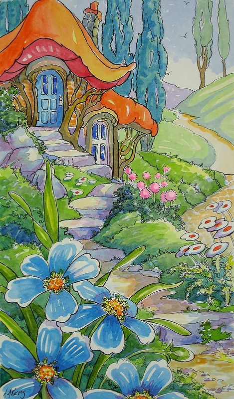 Alida Akers, Cottage Illustration, Storybook Art, Storybook Cottage, Marjolein Bastin, Cottage Art, Hur Man Målar, Fairytale Art, Little Cottage