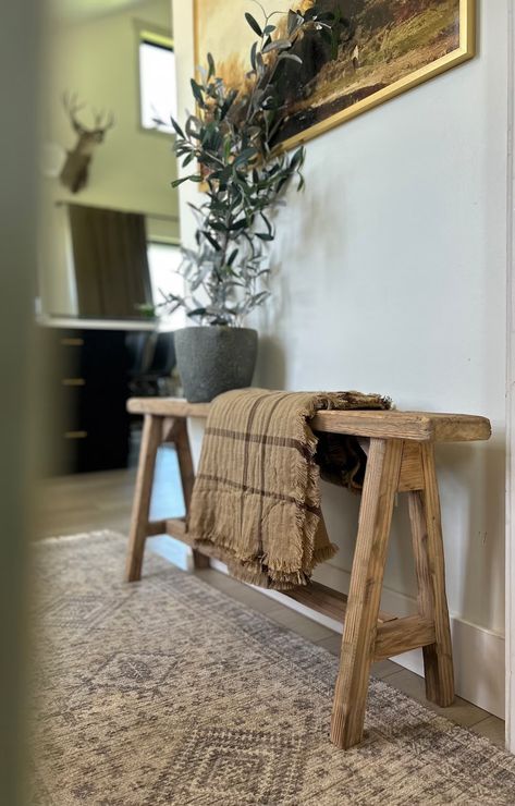 Vintage Inspired Skinny Bench, Weathered Wood, Rustic Bench, Home Decor, Primitive Antique Bench,... Rustic Bench Decor, Rustic Bench Bedroom, Antique Bench Entryway, Hallway Bench Decor, Small Entry Bench Ideas, Narrow Entry Bench, Wooden Bench Decor, Farmhouse Bedroom Bench, Small Bench Decor