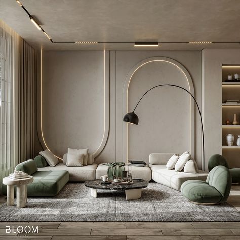 Living Room Design Modern Light Living Room, Modern Wall Design, Modern Art Deco Interior, Lighting Interior Design, Apartment Designs, Drawing Room Design, Minimalistic Interior, Living Room Wall Designs, Drawing Room Interior