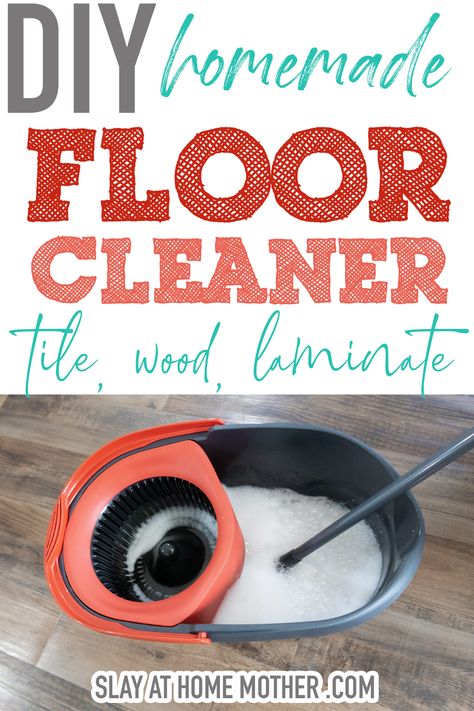 Disinfect and clean your floors with this homemade floor cleaner recipe, great for tile, wood, laminate, and linoleum. This cleaning solution is streak-free and smells LIKE HEAVEN! You'll never go back to store bought floor cleaner again... #slayathomemother #cleaning #cleanhome #homemadecleaners #floors #flooring Wood Floor Cleaning Solution, Homemade Laminate Floor Cleaner, Homemade Floor Cleaner, Floor Cleaner Recipes, Bathroom Racks, Homemade Floor Cleaners, Diy Floor Cleaner, Tile Floor Cleaner, How To Clean Laminate Flooring