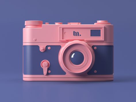 Photo camera by Mike Protsenko | Dribbble | Dribbble Blue Camera, Camera Ideas, 3d Cinema, 3d Camera, Aesthetic Objects, Camera Design, Cute Camera, Photo Camera, Isometric Illustration