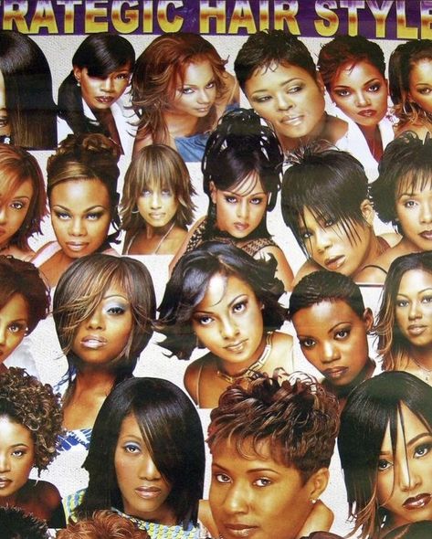 Early 2000s Hair, Black Girls Hairstyles Weave, Black Hair 90s, Hairstyles Weave, 2000s Hair, 2000s Hairstyles, Black Hair Magazine, Hair Poster, Y2k Hairstyles