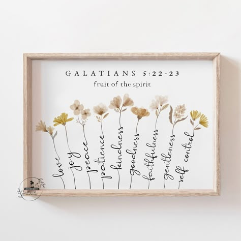 Bible Verse Wall Decor Bedroom, Bible Verse House Decor, Fruit Of The Spirit Gift Ideas, Bible Verse Wall Hangings, Bible Verse Gifts Diy, Christian Decor Ideas Wall Art, Christian Bedroom Ideas, Christian Decor Ideas, Christian Kitchen Decor