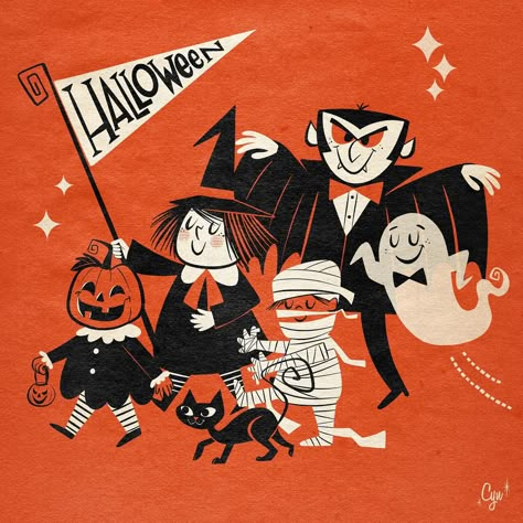 Day 26 of Fright Fall: PARADE 🎃💀👹👻🧛🏻🧙🏼‍♀️🎃🖤 Only 5 more days!!! 😱😱 I’m running out of ideas!!!!! 😱😱😱😱😱 We can do this!!!… | Instagram 50s Halloween, Halloween Lettering, Halloween Letters, Halloween Parade, Halloween Illustration, Melodrama, Retro Cartoons, Retro Illustration, Of Ideas