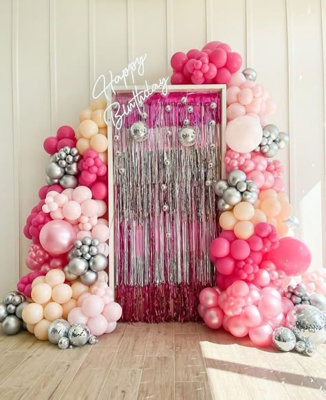 Disco Balloon Garland, Birthday Games For Kids, Thirty Flirty And Thriving, Disco Birthday, 21st Bday Ideas, Disco Birthday Party, Western Birthday Party, Disco Party Decorations, Pink Disco