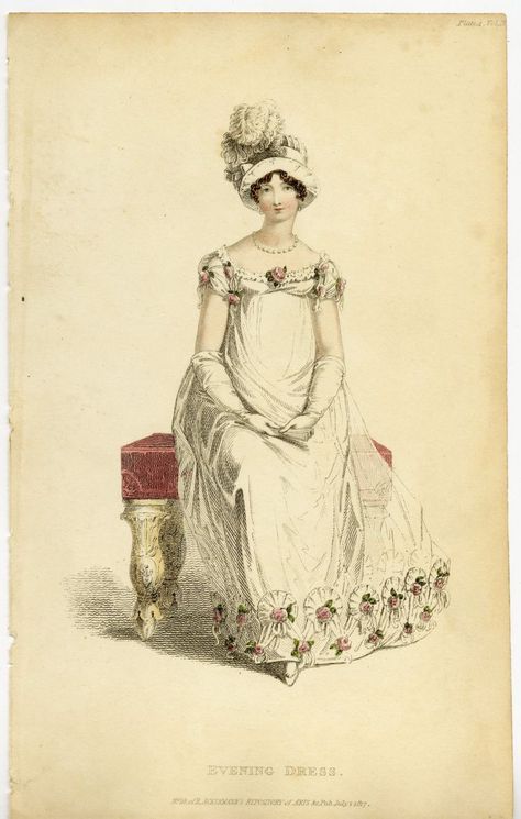 1850 Fashion, Patterned Gown, Empire Clothing, Period Fashion, Regency Gown, Regency Era Fashion, Regency Period, 1800s Fashion, Regency Dress