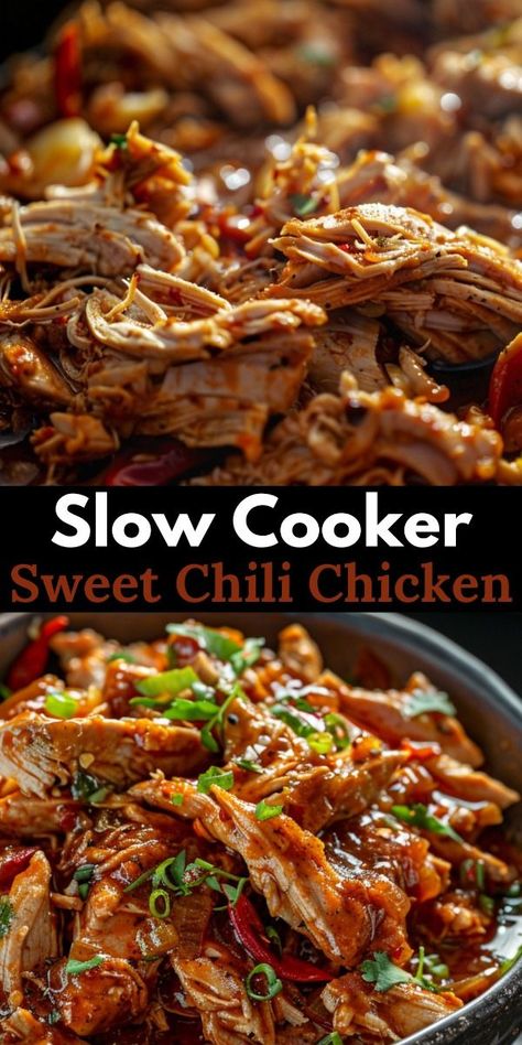 Slow Cooker Sweet Chili Chicken is a culinary delight that combines the ease of slow cooking with the vibrant flavors of sweet chili sauce.This dish is perfect for busy days when you want a delicious, home-cooked dinner without spending hours in the kitchen. Enjoy! Try a flavorful slow cooker chicken recipe. It's bound to impress you. Chili Chicken Recipe, Dump And Go Crockpot, Chicken Breast Crockpot, Chicken Breast Crockpot Recipes, Sweet Chili Chicken, Slow Cooker Dinner Recipes, Crock Pot Ideas, Easy Crockpot Dinners, Crockpot Ideas