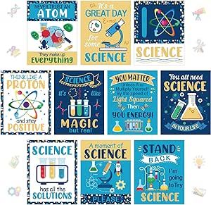 Zonon 10 Pcs Science Classroom Decoration Science Banner and Poster for Teachers Scientist Bulletin Board Set Science Posters Science Lab Cutout for Elementary Middle Preschool Office (Motivational) Scientist Bulletin Board, Classroom Wall Decorations, Preschool Office, Science Banner, Science Bulletin Board, Motivating Messages, Posters Science, Science Bulletin Boards, Science Posters