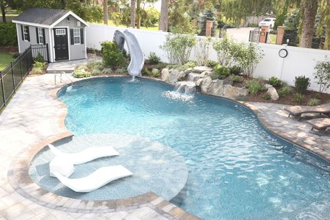 Freeform Pools — Swim King Modern Freeform Pool, Pool With Swim Up Bar, Free Form Pools, Dream Backyard Pool, Freeform Pools, Vinyl Pool, Swim Up Bar, Summer Life, Backyard Inspo