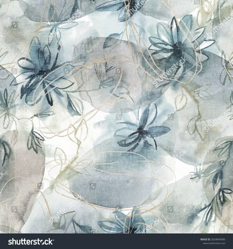 Watercolor Seamless Pattern Gold Elements Floral Stock Illustration 2024849906 | Shutterstock Colorful Fabric Patterns, Seamless Wallpaper, Candles Photography, Hand Drawn Illustration, Printed Backgrounds, Drawn Illustration, Digital Flowers, Abstract Watercolor, Floral Wallpaper