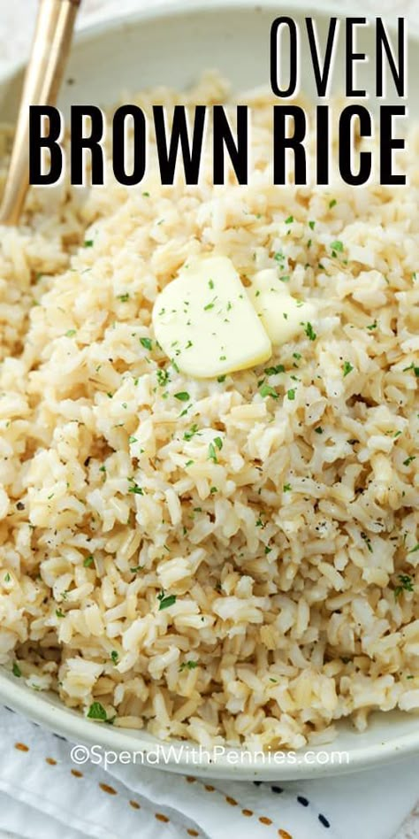 Oven Brown Rice, Brown Rice Recipes Easy, Super Rice, Mexican Rice Dishes, Oven Rice, Oven Baked Rice, Cook Brown Rice, Baked Brown Rice, Easy Rice Pilaf