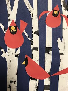 Charlie Harper Art, First Grade Art Projects, Bird Crafts For Kids, Charley Harper Art, Grade 1 Art, January Art, Charlie Harper, Winter Art Lesson, First Grade Art