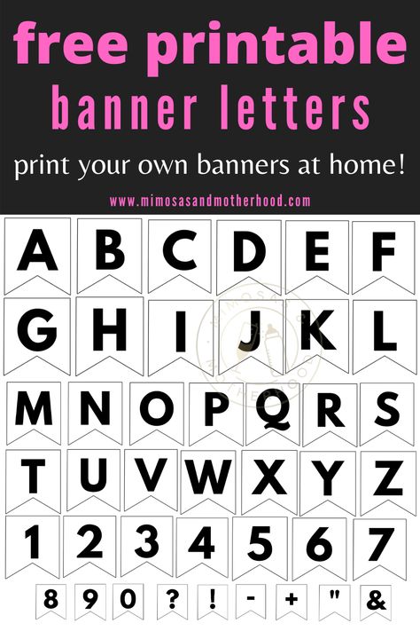 Printable Bunting Letters, Free Banner Printables, Alphabet Banner Free Printable, Blank Banner Template, Printable Letters Free Alphabet Fonts, Abc Banner, Happy Birthday Banner Printable Free, Free Printable Abc Letters, Printable Abc Letters