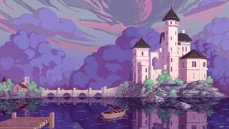 8 bit heartbeat • Pixel Castle by FromFable Purple Wallpaper Hd, Pixel Art Background, 8bit Art, Animal Print Wallpaper, Fantasy Castle, Art Wallpaper Iphone, Purple Wallpaper, Computer Wallpaper, Laptop Wallpaper