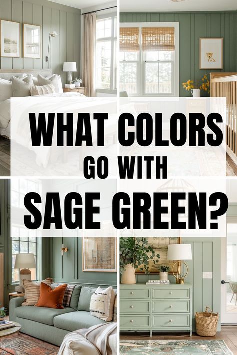 Are you struggling to find what colors go with sage green in the home? Whether you are looking to pair a color with your bedroom, cabinets, walls, living room or even exterior of the home, we've got you covered! Discover the best color combinations to pair with sage green in the home to make your design stand out and look flawless. What Colors Go With Green Walls, Sage Green Feature Wall Kitchen, Green Paint Living Room Ideas, Green Kitchen With Living Room, What Colors Go With Sage Green Paint Colours, Complementary Colors To Sage Green, Color Scheme With Sage Green, Color Combos With Sage Green, Sage Green Color Palette Sherwin Williams